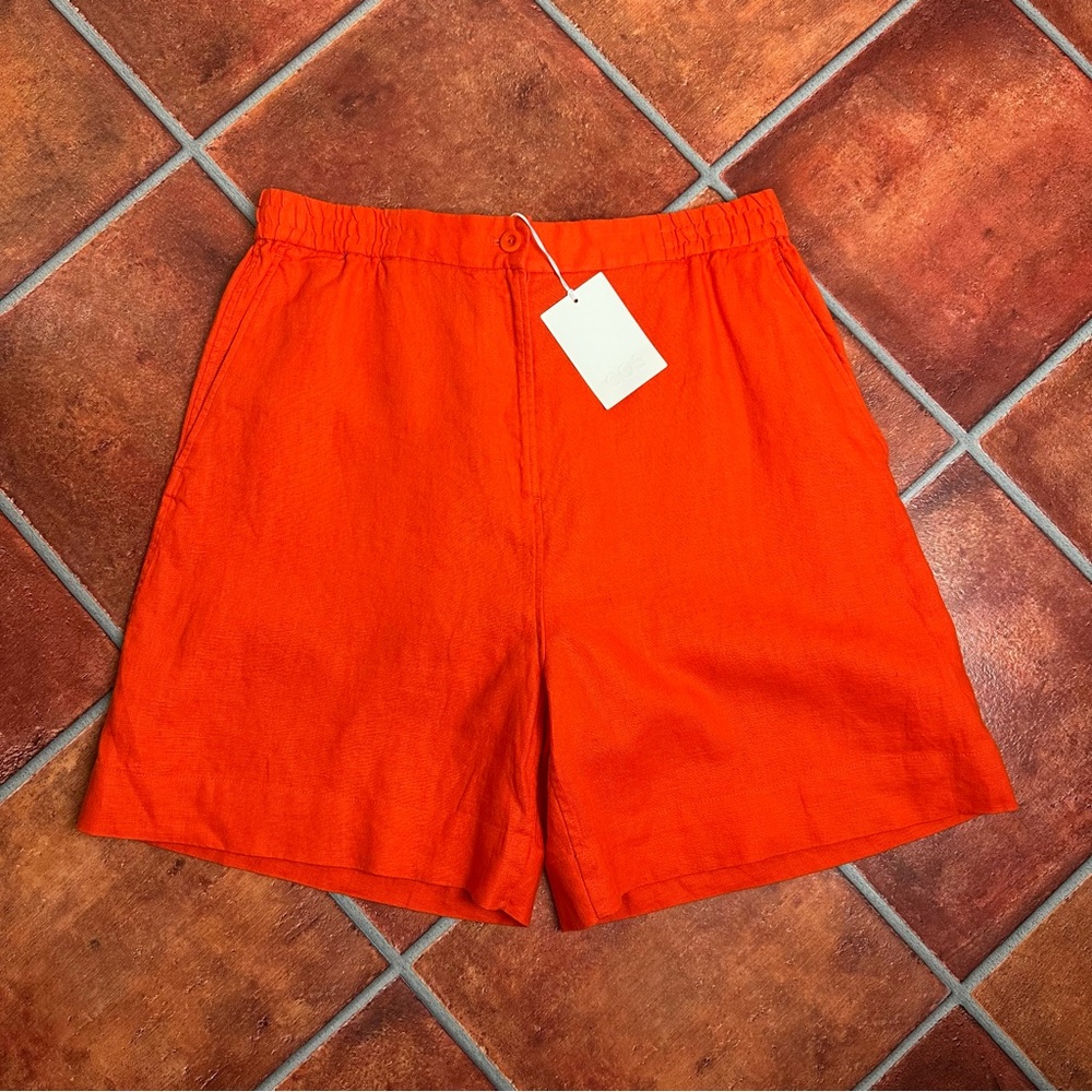 NWT COS Bright Orange Men's Stretch Linen Shorts
